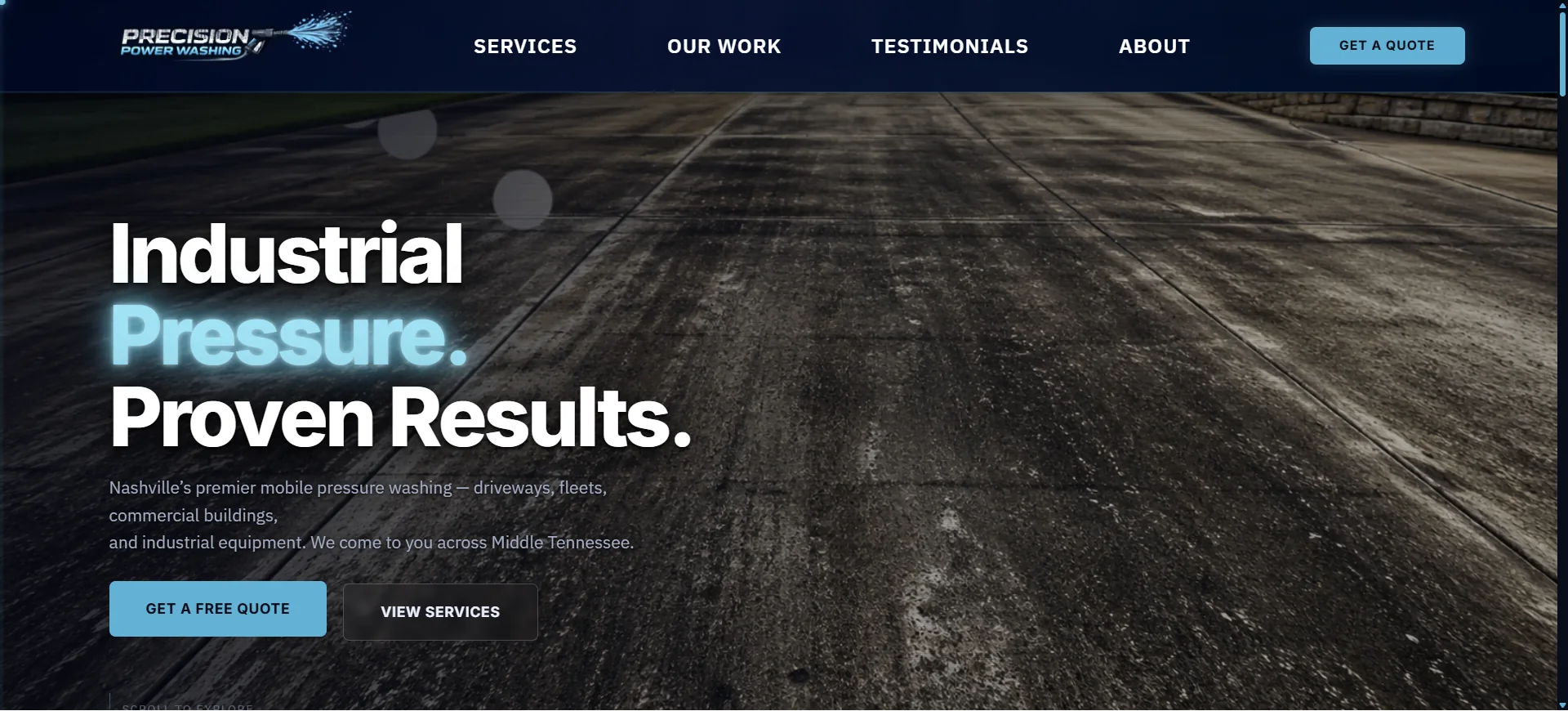 Precision Power Washing homepage