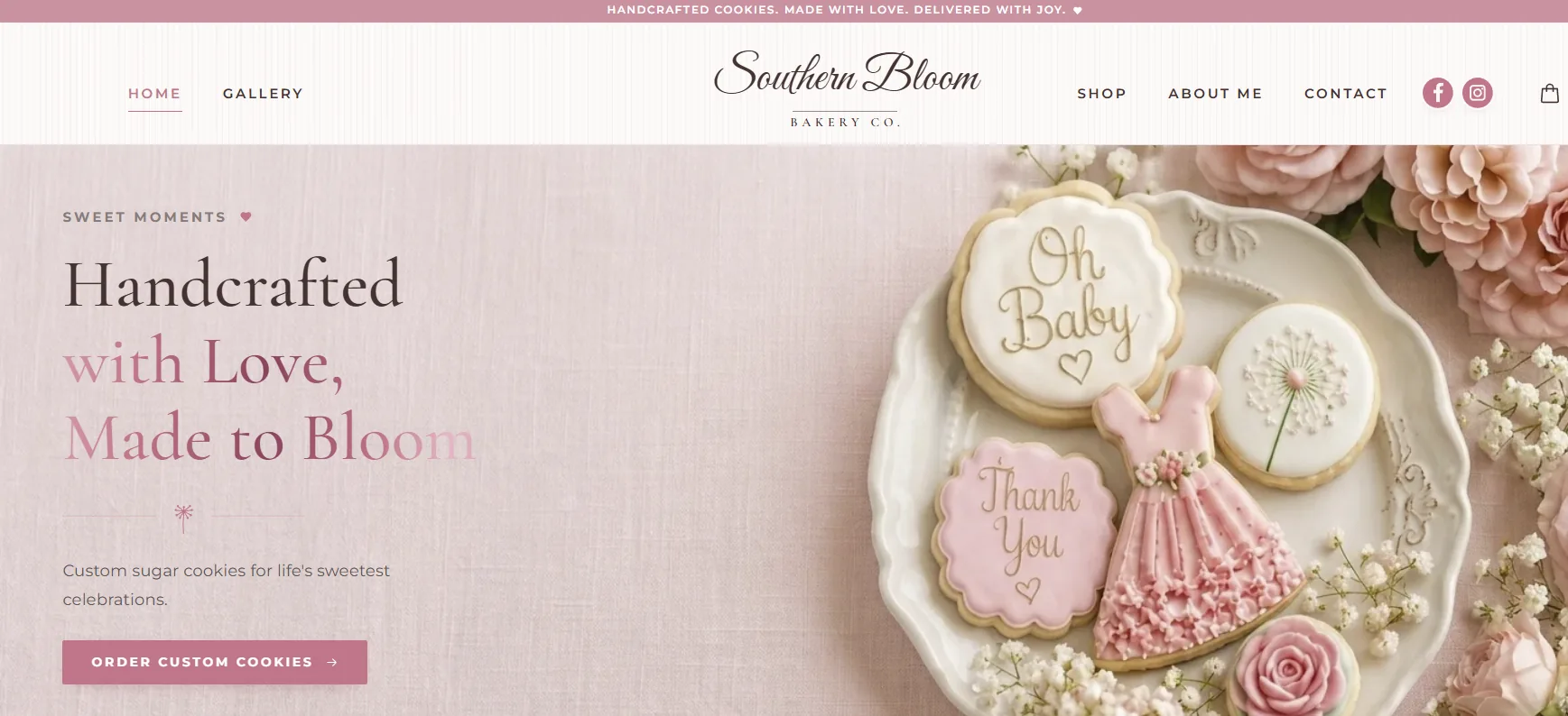 Southern Bloom Bakery Co. website homepage — custom bakery site designed by AdLogic